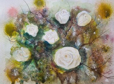Pintura titulada "Bouquet de Rosas Br…" por Solange Esposito (SEsposito), Obra de arte original, Acuarela