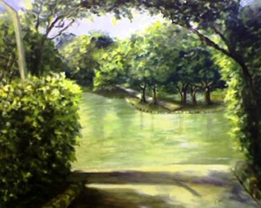 Painting titled "Paisagem bucolica" by Solange Esposito (SEsposito), Original Artwork, Oil