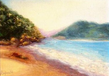 Painting titled "Spiaggia di Ubatuba" by Solange Esposito (SEsposito), Original Artwork, Oil