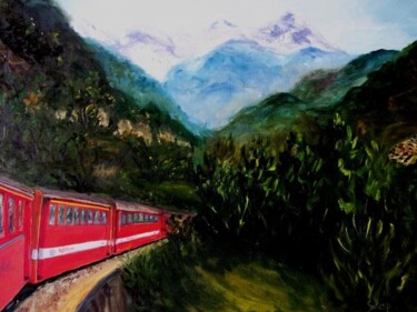 Peinture intitulée "Bernina Express" par Solange Esposito (SEsposito), Œuvre d'art originale, Huile