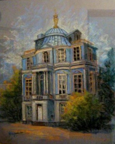 Disegno intitolato "Villa in Germania" da Solange Esposito (SEsposito), Opera d'arte originale, Pastello