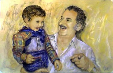 Desenho intitulada "Rodrigo ed Nonno Do…" por Solange Esposito (SEsposito), Obras de arte originais, Pastel