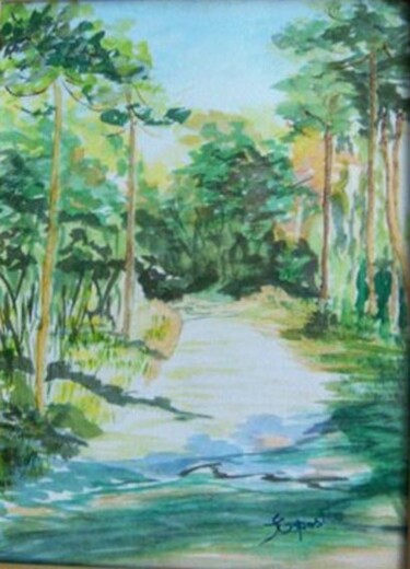 Pintura intitulada "Strada Campos do Jo…" por Solange Esposito (SEsposito), Obras de arte originais, Aquarela