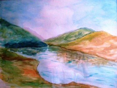Peinture intitulée "Lago in Vitoria" par Solange Esposito (SEsposito), Œuvre d'art originale, Aquarelle