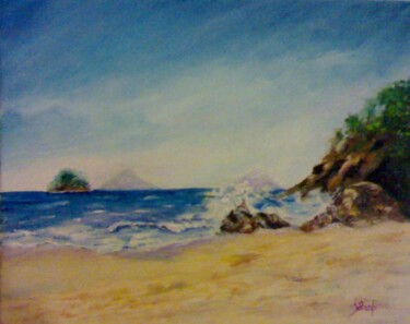 Painting titled "Spiaggia di Boiçuca…" by Solange Esposito (SEsposito), Original Artwork, Oil