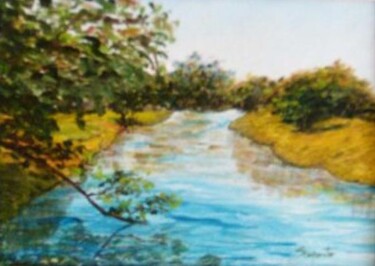 Painting titled "Fiume Santa Catarina" by Solange Esposito (SEsposito), Original Artwork, Oil