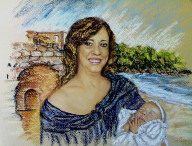 Desenho intitulada "Autoritratto" por Solange Esposito (SEsposito), Obras de arte originais, Pastel