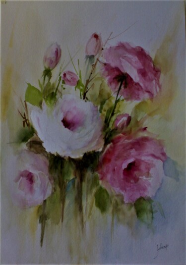 Painting titled "Rosas" by Solange Esposito (SEsposito), Original Artwork, Watercolor
