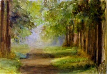 Painting titled "Amanhecer" by Solange Esposito (SEsposito), Original Artwork, Watercolor