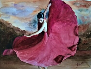 Painting titled "Bailarina Flamenco" by Solange Esposito (SEsposito), Original Artwork, Watercolor