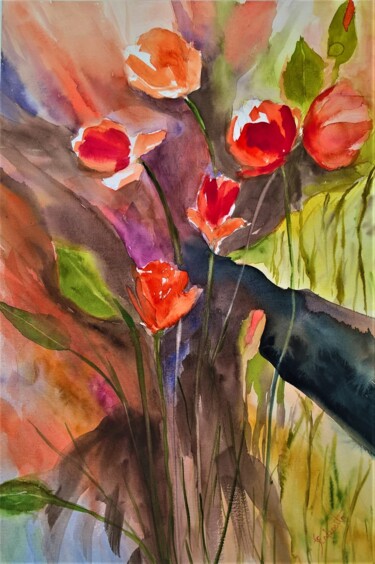 Painting titled "Ser ou não Ser" by Solange Esposito (SEsposito), Original Artwork, Watercolor