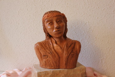 Sculptuur getiteld "L'indien" door Solange Lagarde, Origineel Kunstwerk, Terra cotta