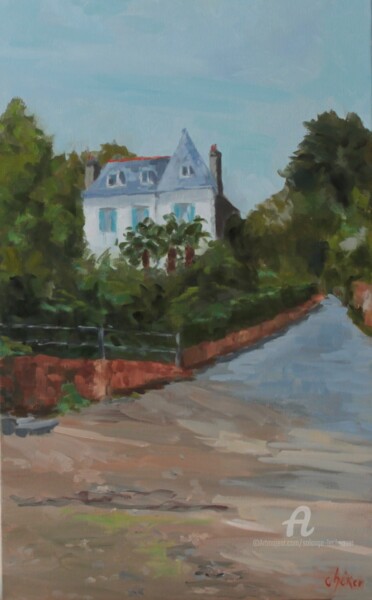 Painting titled "Chez Georges( La Ma…" by Chéker, Original Artwork, Oil Mounted on Wood Stretcher frame