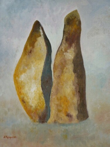 Painting titled "DUO" by Solange Palacios Dupont, Original Artwork, Oil Mounted on Wood Stretcher frame