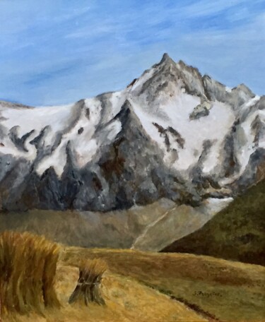 Peinture intitulée "Glacier de la Meige…" par Solange Palacios Dupont, Œuvre d'art originale, Huile Monté sur Panneau de bois