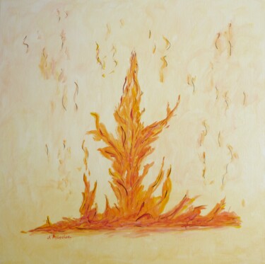 Painting titled ""Le feu"" by Solange Palacios Dupont, Original Artwork, Oil Mounted on Wood Stretcher frame