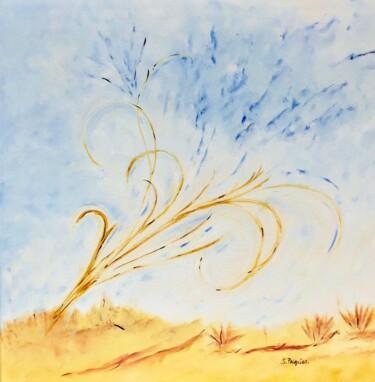 Painting titled "" Le vent"" by Solange Palacios Dupont, Original Artwork, Oil Mounted on Wood Stretcher frame