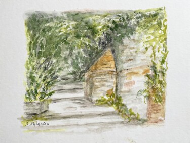 Painting titled ""Ruelle dans le mid…" by Solange Palacios Dupont, Original Artwork, Watercolor Mounted on Other rigid panel