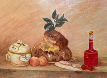 Pintura intitulada "Hommage à Chardin o…" por Solange Palacios Dupont, Obras de arte originais, Óleo Montado em Painel de ma…