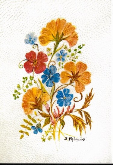 Painting titled "fleurs à la manière…" by Solange Palacios Dupont, Original Artwork