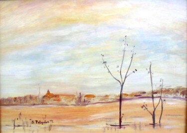 Painting titled "Paysage d' hiver" by Solange Palacios Dupont, Original Artwork, Oil