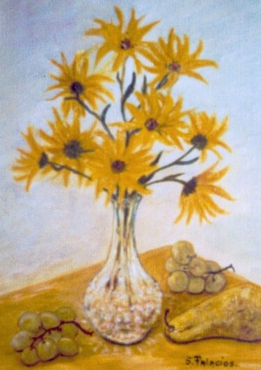 Peinture intitulée "Marguerites jaunes…" par Solange Palacios Dupont, Œuvre d'art originale