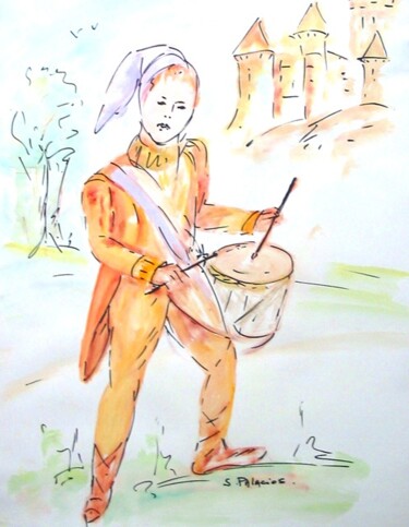 Peinture intitulée "Joueur de tambour" par Solange Palacios Dupont, Œuvre d'art originale