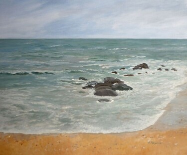 Peinture intitulée ""vagues près de la…" par Solange Palacios Dupont, Œuvre d'art originale, Huile