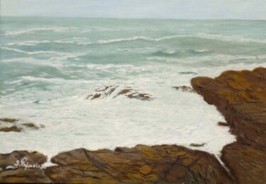 Peinture intitulée "" La côte près du p…" par Solange Palacios Dupont, Œuvre d'art originale, Huile