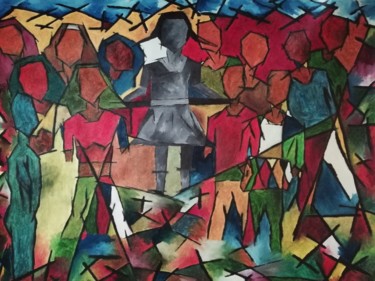 Peinture intitulée "The girl on the rope" par Mahipat Solanki, Œuvre d'art originale, Huile