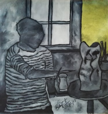 Картина под названием "Picasso at work" - Mahipat Solanki, Подлинное произведение искусства, Масло