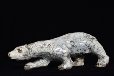 Sculpture titled "Ours blanc" by Sophie Laurent-Cardon, Original Artwork, Ceramics