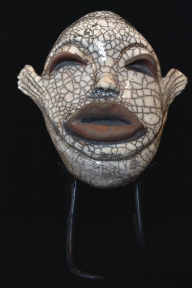 Sculpture titled "Masque HEAUME" by Sophie Laurent-Cardon, Original Artwork, Ceramics