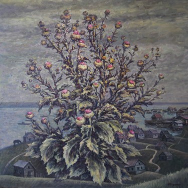 Картина под названием "Волжский чертополох" - Andrey Soldatenko, Подлинное произведение искусства, Масло