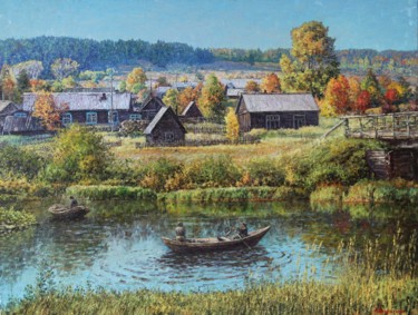 Картина под названием "Осенний мотив" - Andrey Soldatenko, Подлинное произведение искусства, Масло