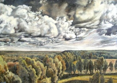 Painting titled "Clouds" by Andrey Soldatenko, Original Artwork, Oil