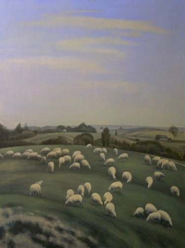 Картина под названием "Sheep. Harmony" - Andrey Soldatenko, Подлинное произведение искусства, Масло