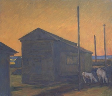 Painting titled "Rural  landscape wi…" by Andrey Soldatenko, Original Artwork, Oil