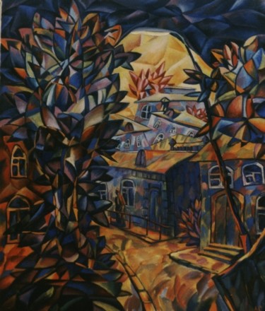 Картина под названием "Townstreet" - Andrey Soldatenko, Подлинное произведение искусства, Масло