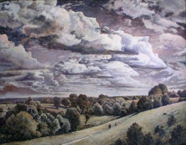 Painting titled "Clouds" by Andrey Soldatenko, Original Artwork, Oil