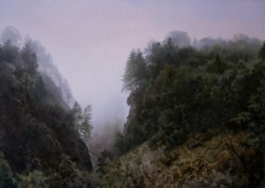 Painting titled "Mountain Valley" by Andrey Soldatenko, Original Artwork, Oil