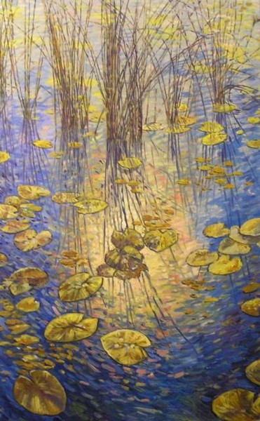 Картина под названием "The sun in the water" - Andrey Soldatenko, Подлинное произведение искусства, Масло