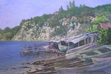 Картина под названием "Trakata. Boats on t…" - Andrey Soldatenko, Подлинное произведение искусства, Масло