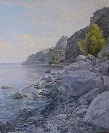 Картина под названием "Stones on the Volga…" - Andrey Soldatenko, Подлинное произведение искусства, Масло