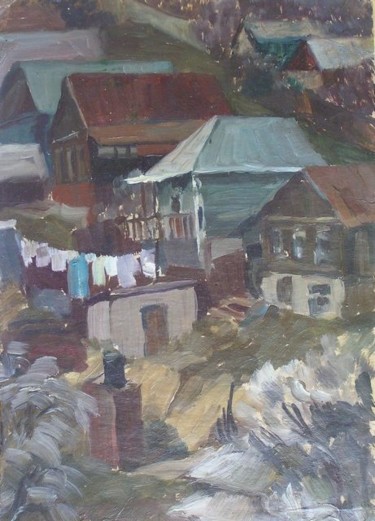 Painting titled "Yards. City suburbs" by Andrey Soldatenko, Original Artwork, Oil