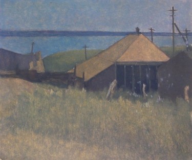 Картина под названием "Village house" - Andrey Soldatenko, Подлинное произведение искусства, Масло