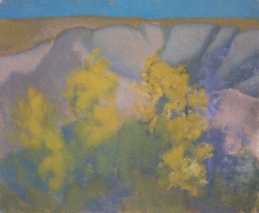 Painting titled "Yellow trees" by Andrey Soldatenko, Original Artwork, Oil