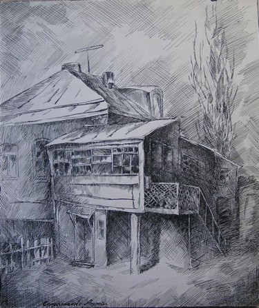 Drawing titled "Old House" by Andrey Soldatenko, Original Artwork, Other