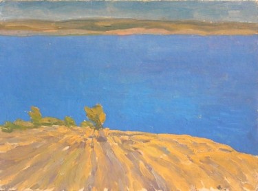 Картина под названием "On the Volga" - Andrey Soldatenko, Подлинное произведение искусства, Масло
