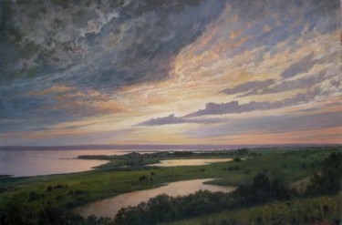 Painting titled "Sunset" by Andrey Soldatenko, Original Artwork, Oil
